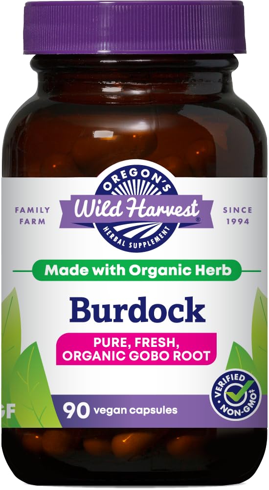Oregon's Wild Harvest Bardane racine bouteille – pratique pour une routine vegan sans gluten