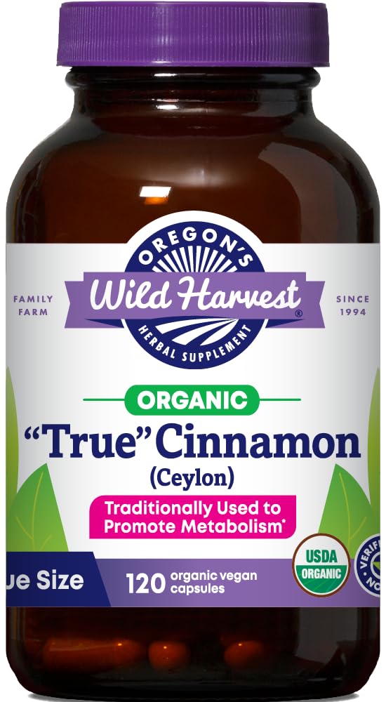 Oregon's Wild Harvest Cannelle Ceylan bio en gélules, soutien potentiel du métabolisme.
