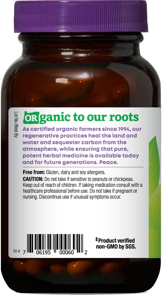 Oregon's Wild Harvest capsules vegan d'alfalfa vue produit avec étiquette bio.