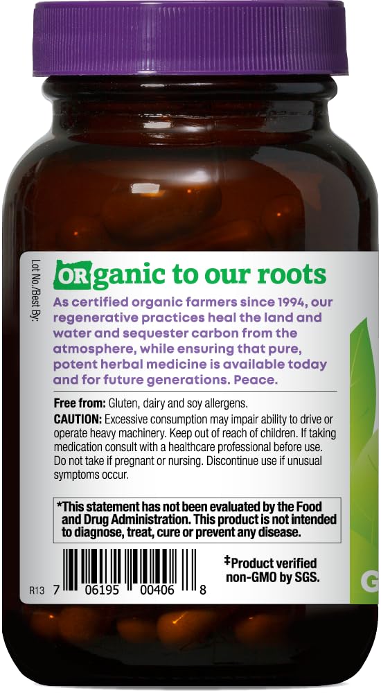 Capsules vegan Oregon's Wild Harvest sans allergènes majeurs.