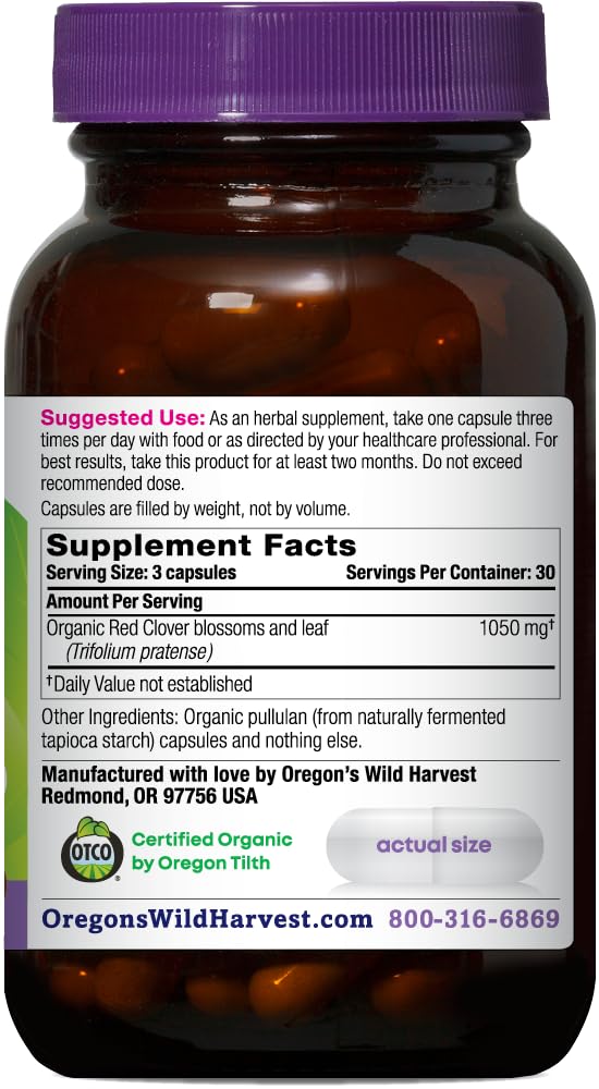 Fleurs de trèfle rouge biologiques finement moulues par Oregon's Wild Harvest pour naturel.