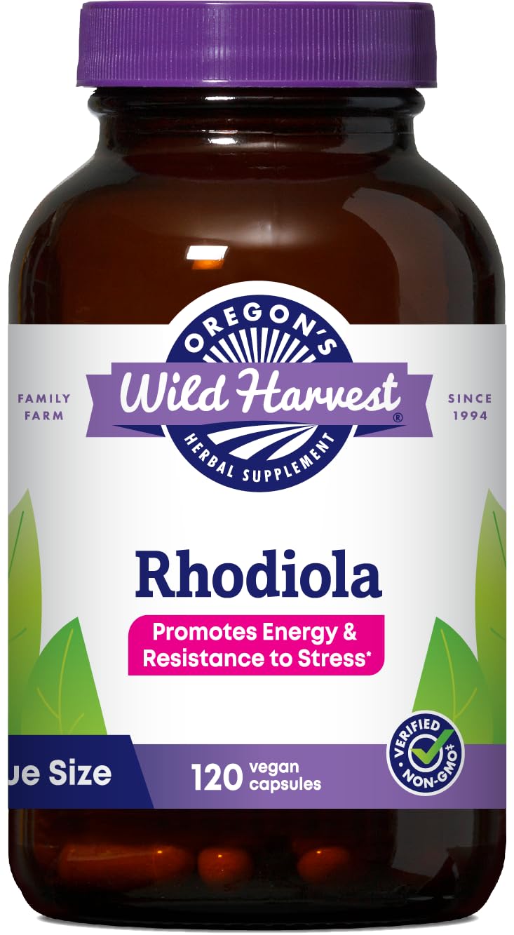 Rhodiola Oregon's Wild Harvest – gélules 120 dans une bouteille, énergie potentielle.