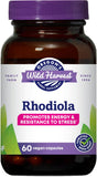 Rhodiola Oregon's Wild Harvest – gélules en bouteille, soutien potentiel à l'énergie et à la résistance au stress.