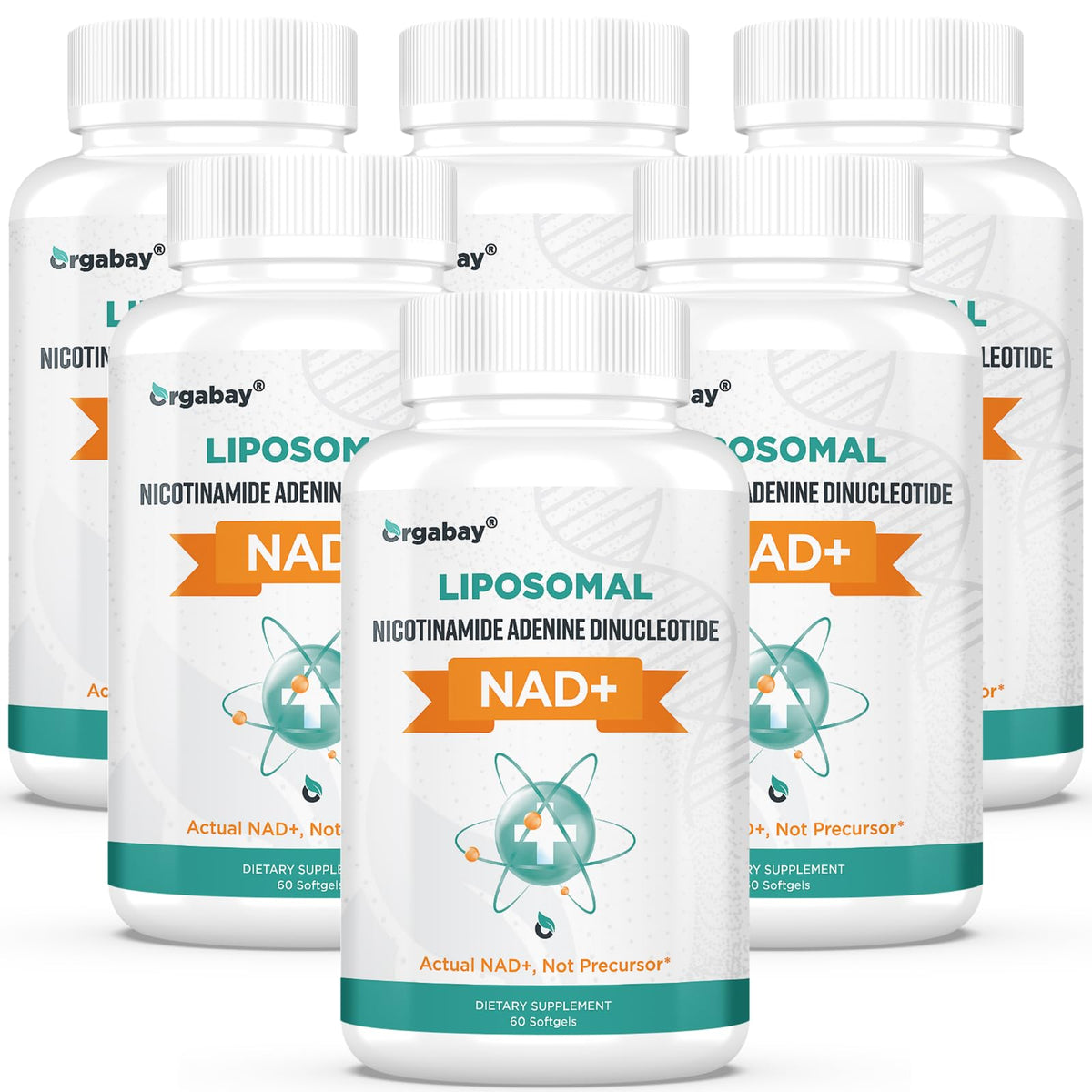 Orgabay Liposomal NAD+ - bouteille en gros plan, prise quotidienne facilitée.