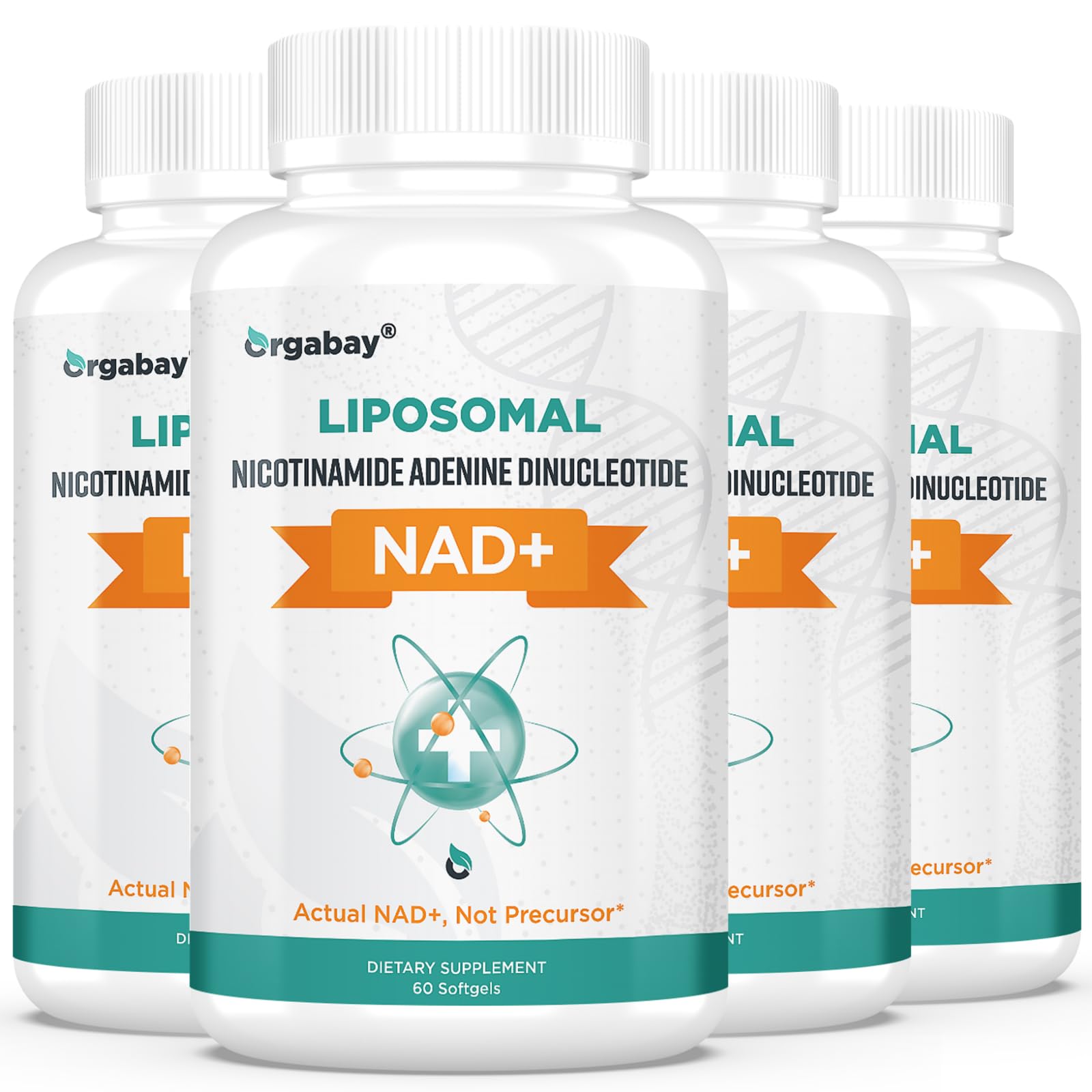 Orgabay NAD+ liposomale Plus — bouteille sur fond clair, soutien potentiel à l'énergie quotidienne.