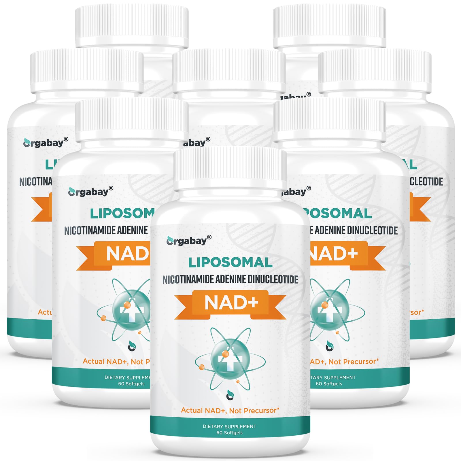 Orgabay NAD liposomal 500 mg – Bouteille prête à soutenir l'énergie cellulaire durable.