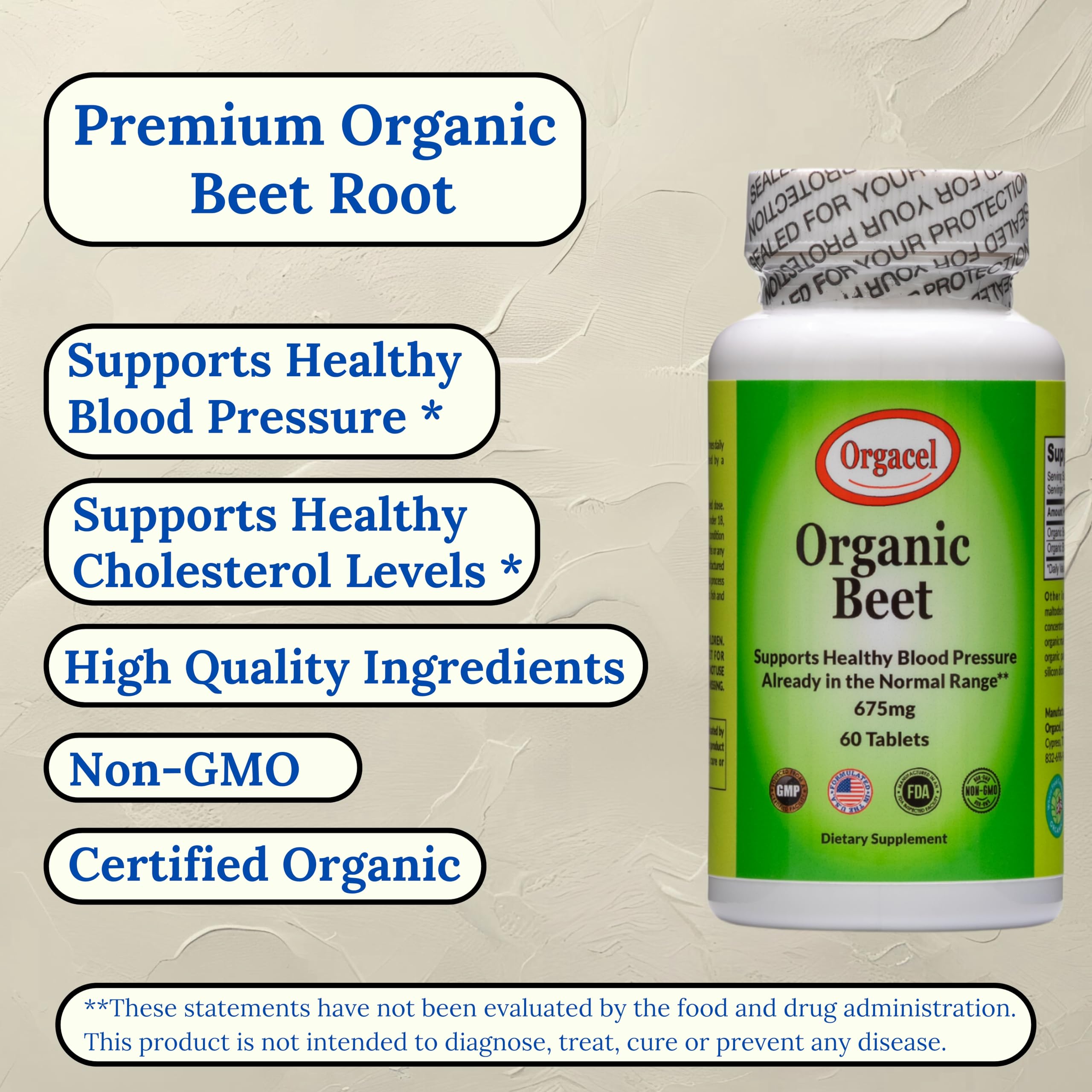 Orgacel Betterave - emballage boite indiquant origine biologique et qualité certifiée.