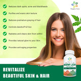 Organic Aura Neem Etiquette Emballage: étiquette claire et informations produit.