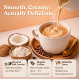Organic Bless latte-coco-mct: boisson onctueuse avec lait de coco et MCT pour énergie soutenue.