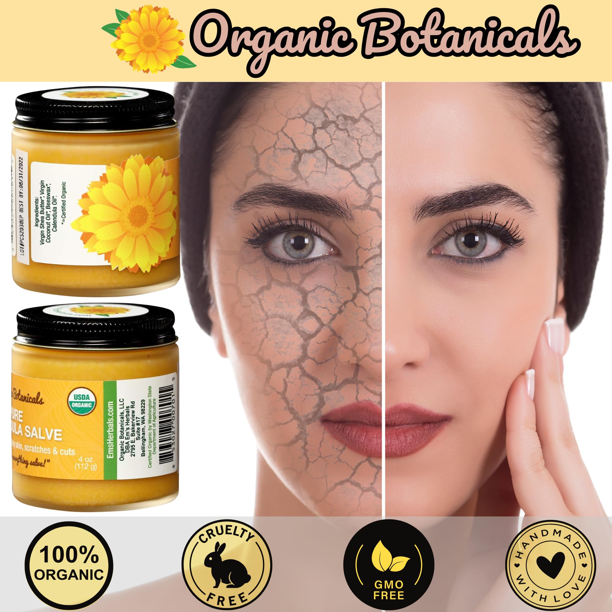 Baume lèvres Organic Botanicals Calendula Salve hydratant