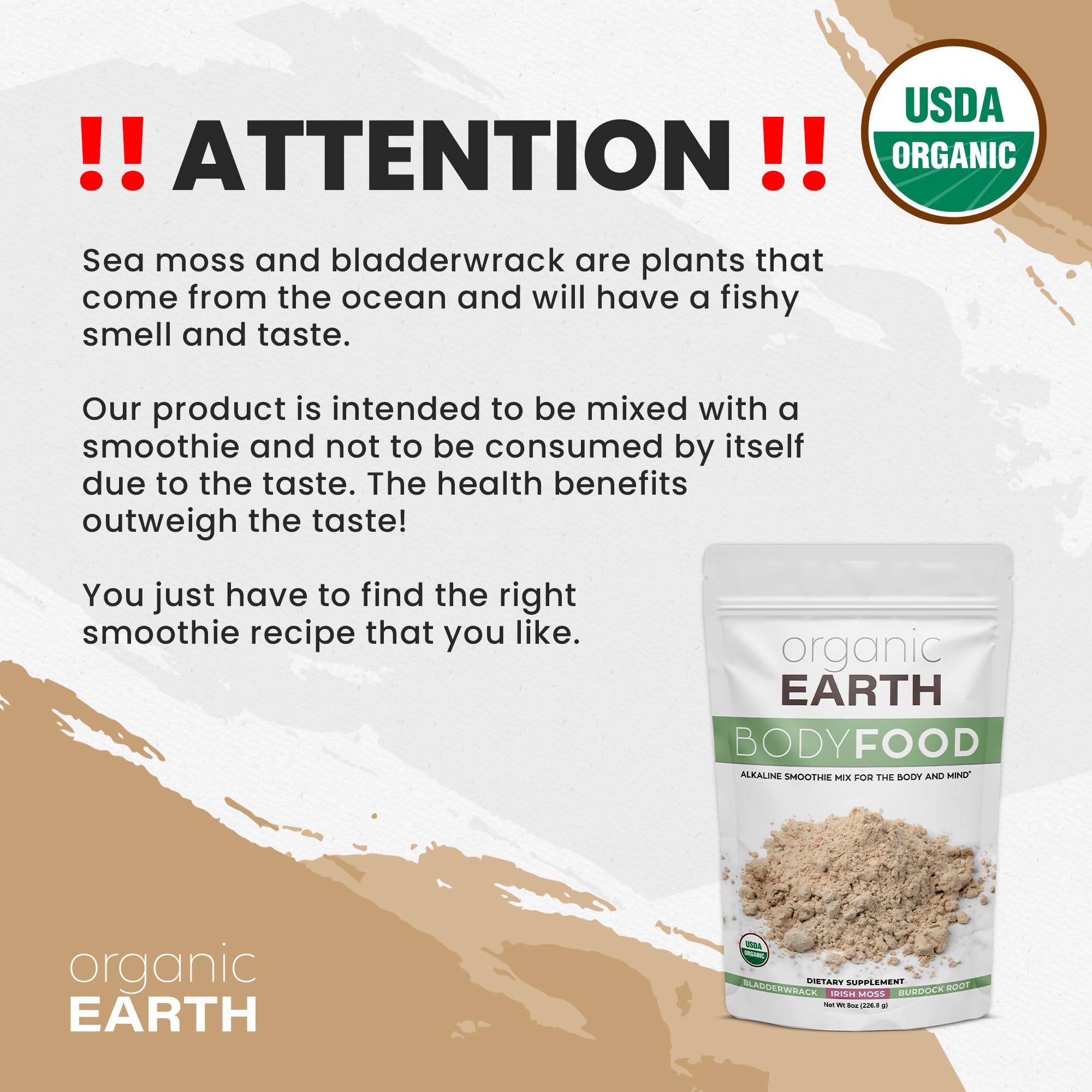 Organic Earth fucus vesiculeux en poudre apport minéral pour l'équilibre quotidien
