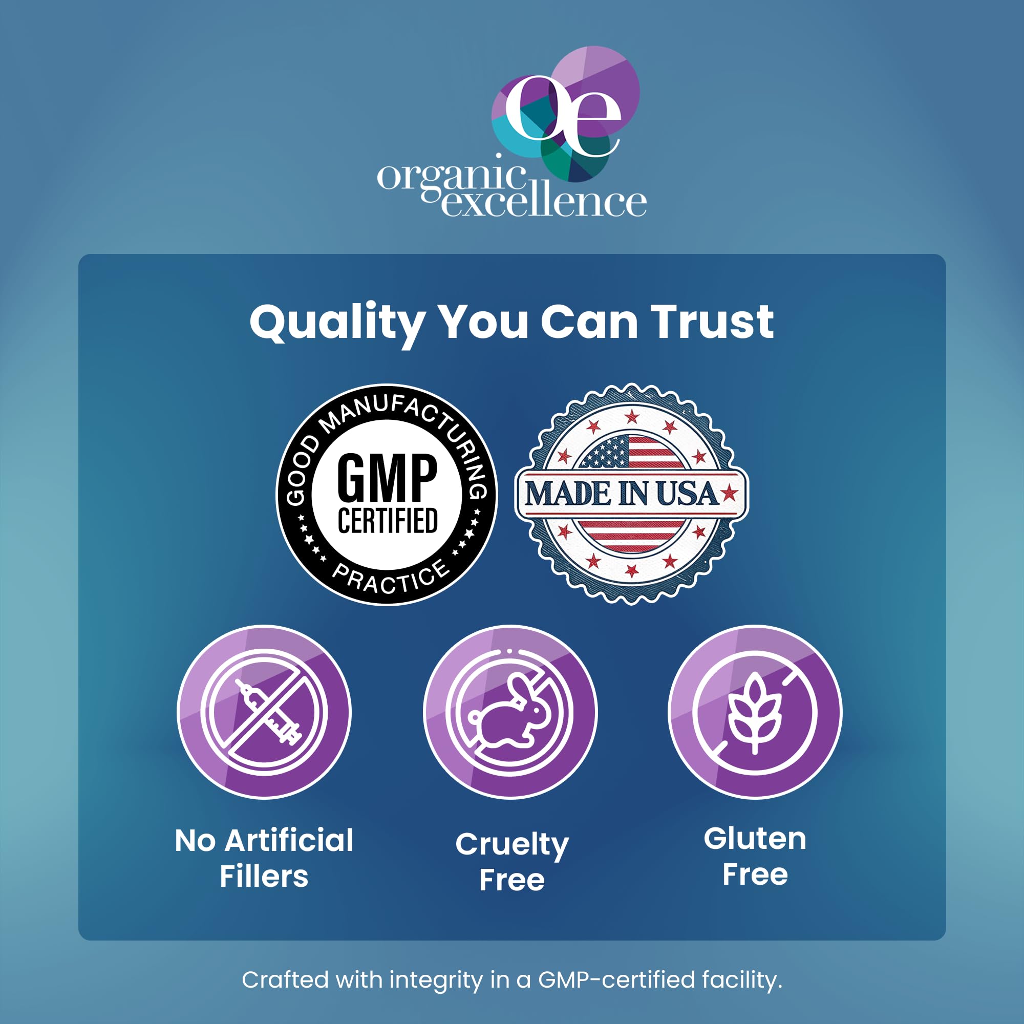 Organic Excellence Formule Vegan Non-GMO respectueuse de l’environnement.