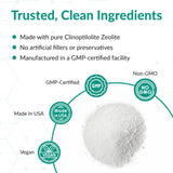 Organic Excellence Zeolite Clinoptilolite : étiquette claire et informations produit visibles.