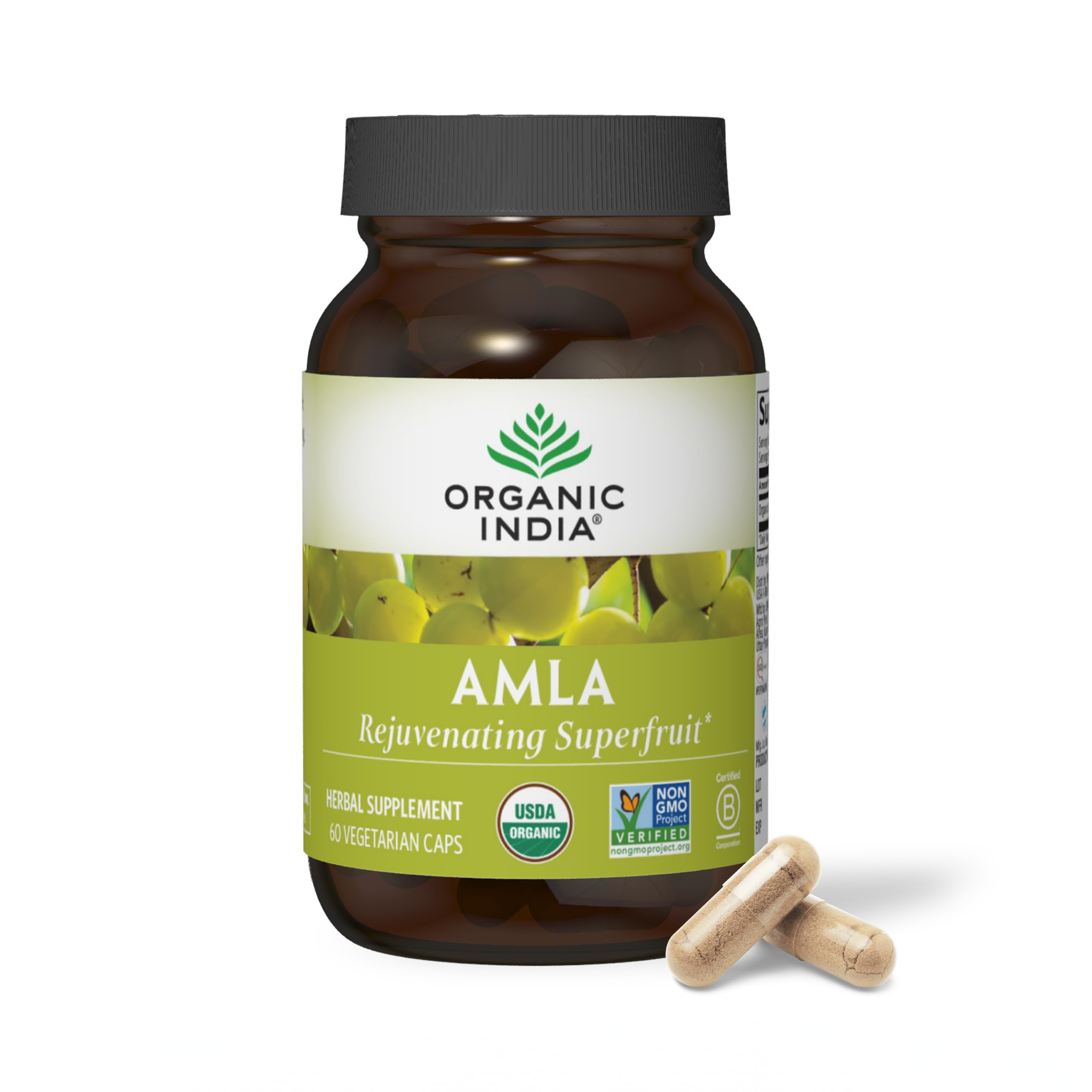 ORGANIC INDIA Amla en bouteille, capsules faciles à prendre et potentiel soutien à l immunité
