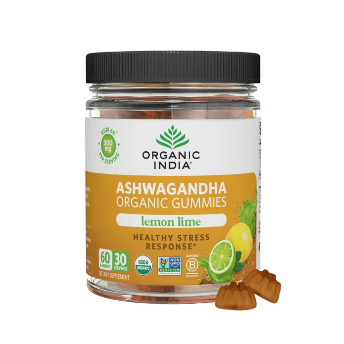 ORGANIC INDIA Gommes Ashwagandha, emballage pratique pour le quotidien.
