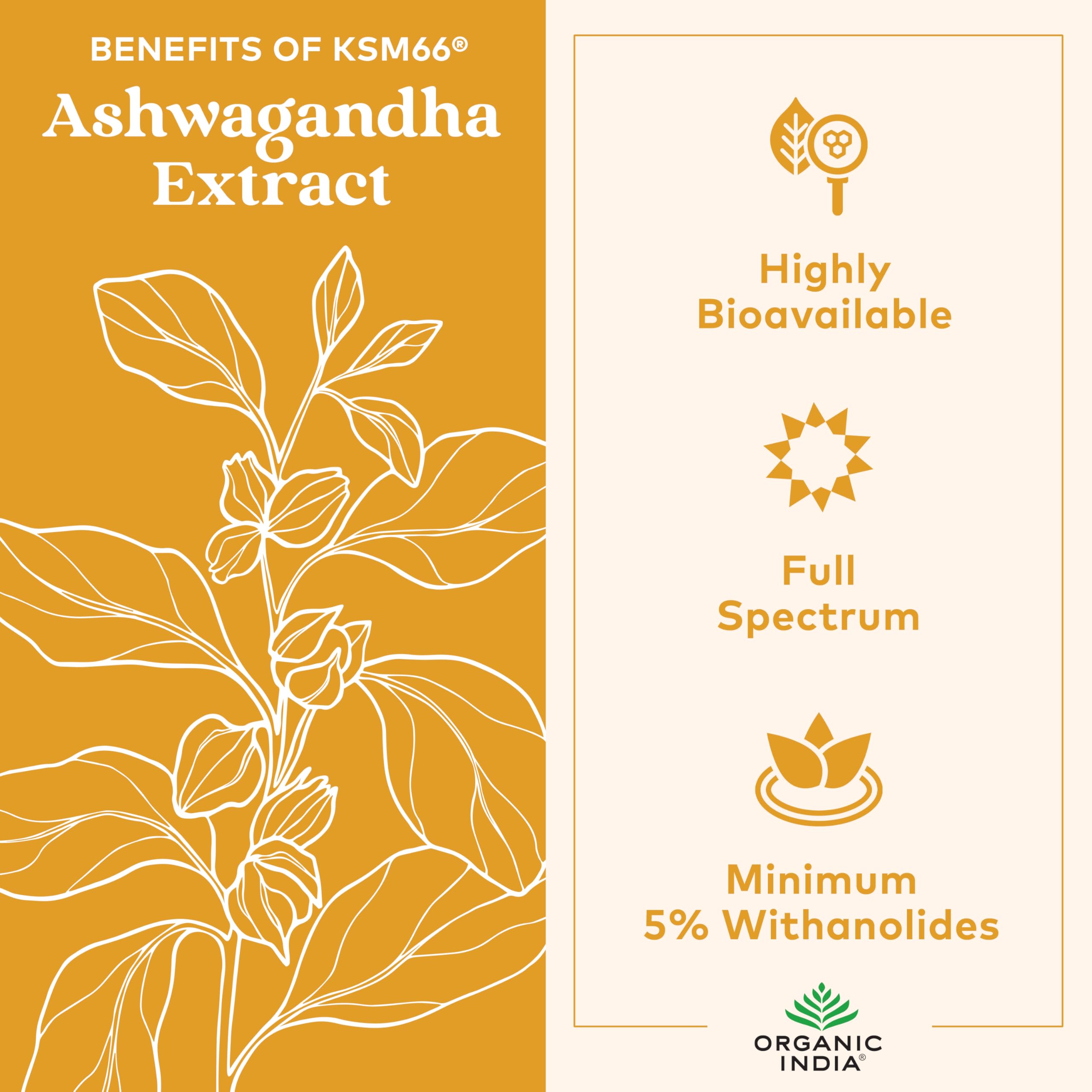 ORGANIC INDIA Gommes Ashwagandha, forme gomme pratique en déplacement.