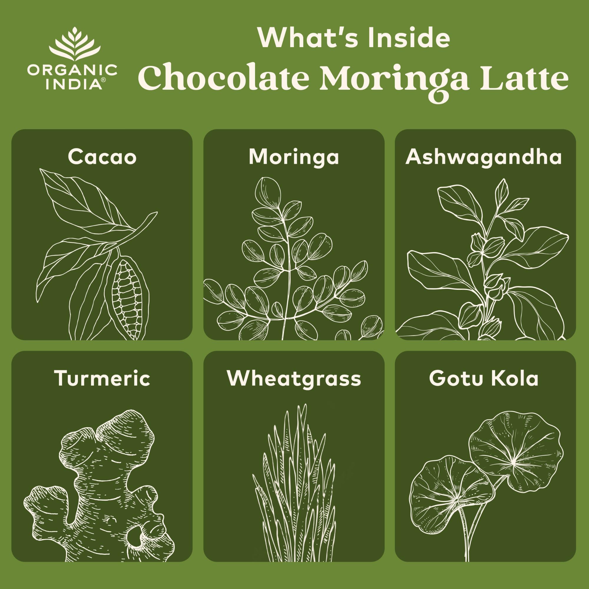 Organic India latte sans caféine chocolat — boisson réconfortante sans caféine.