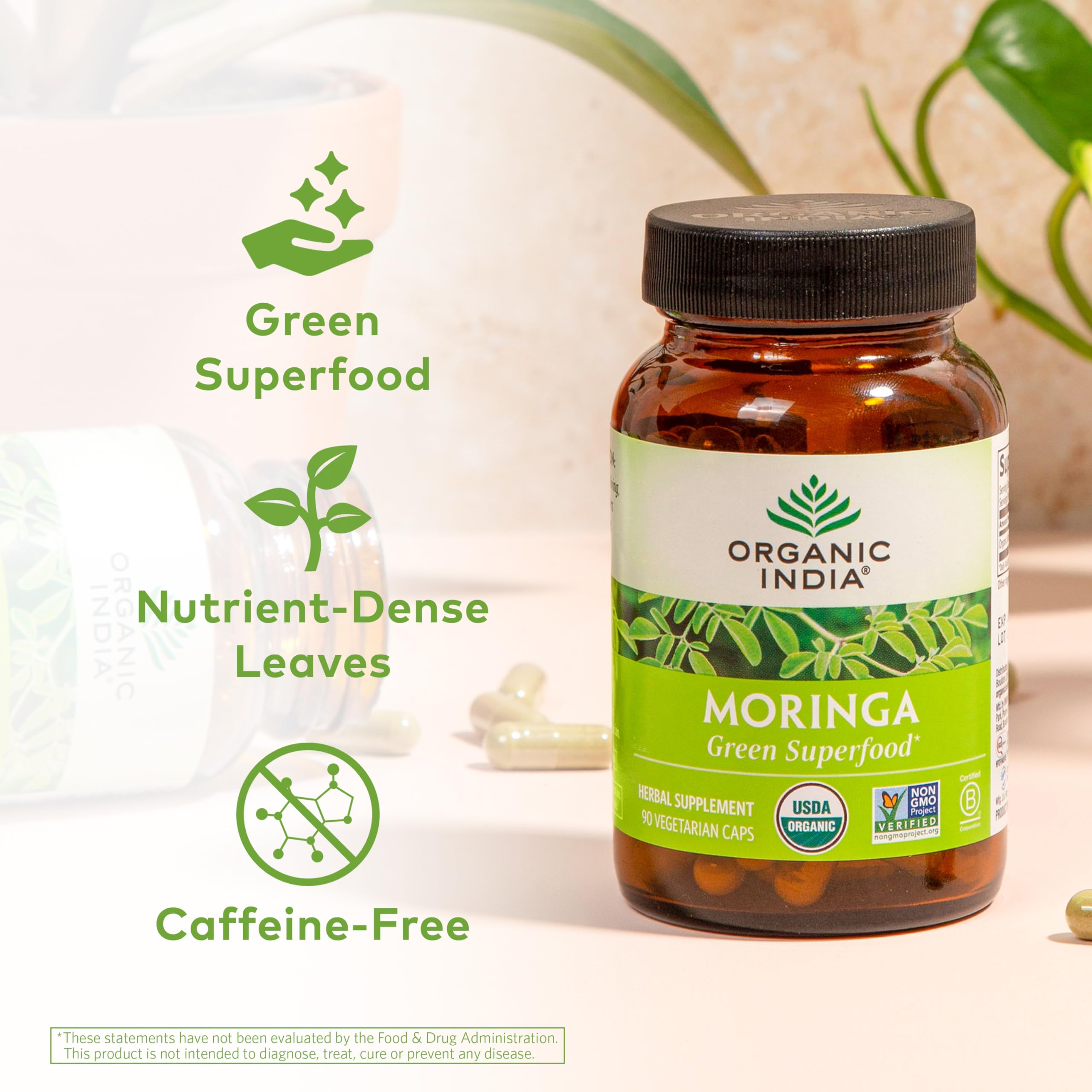 ORGANIC INDIA Moringa - tableau nutrition, complément utile pour l’alimentation