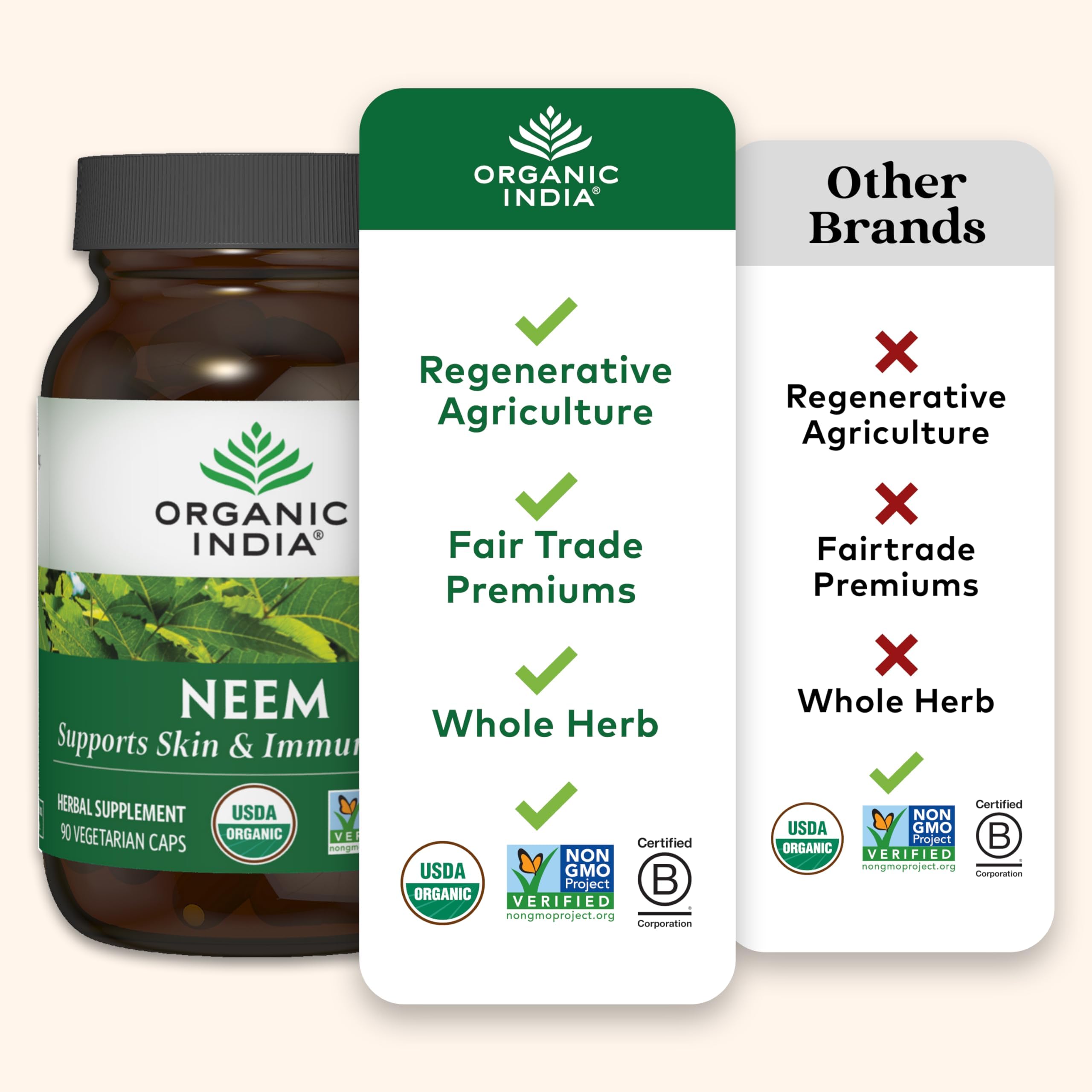 Neem Organic India: dosettes faciles à mesurer pour usage régulier.