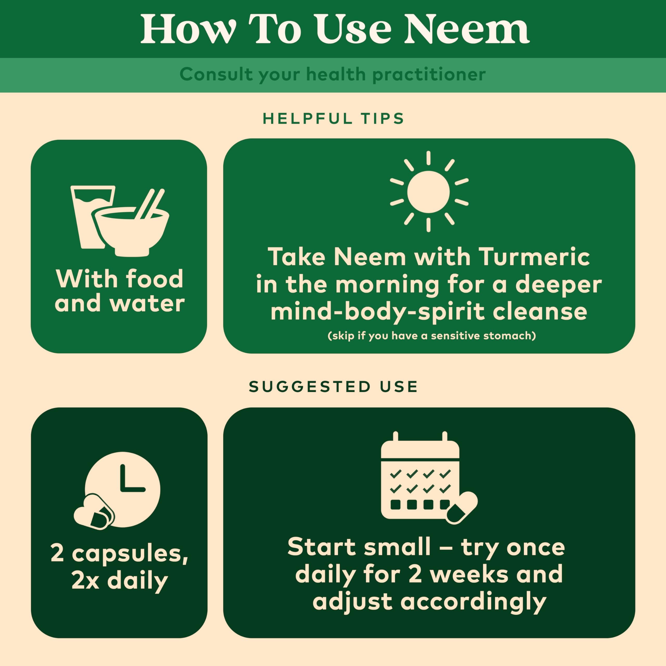 Neem Organic India: tableau des ingrédients sur le packaging.