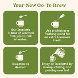  Organic India préparation rapide latte — mélange pratique pour un goûter express.