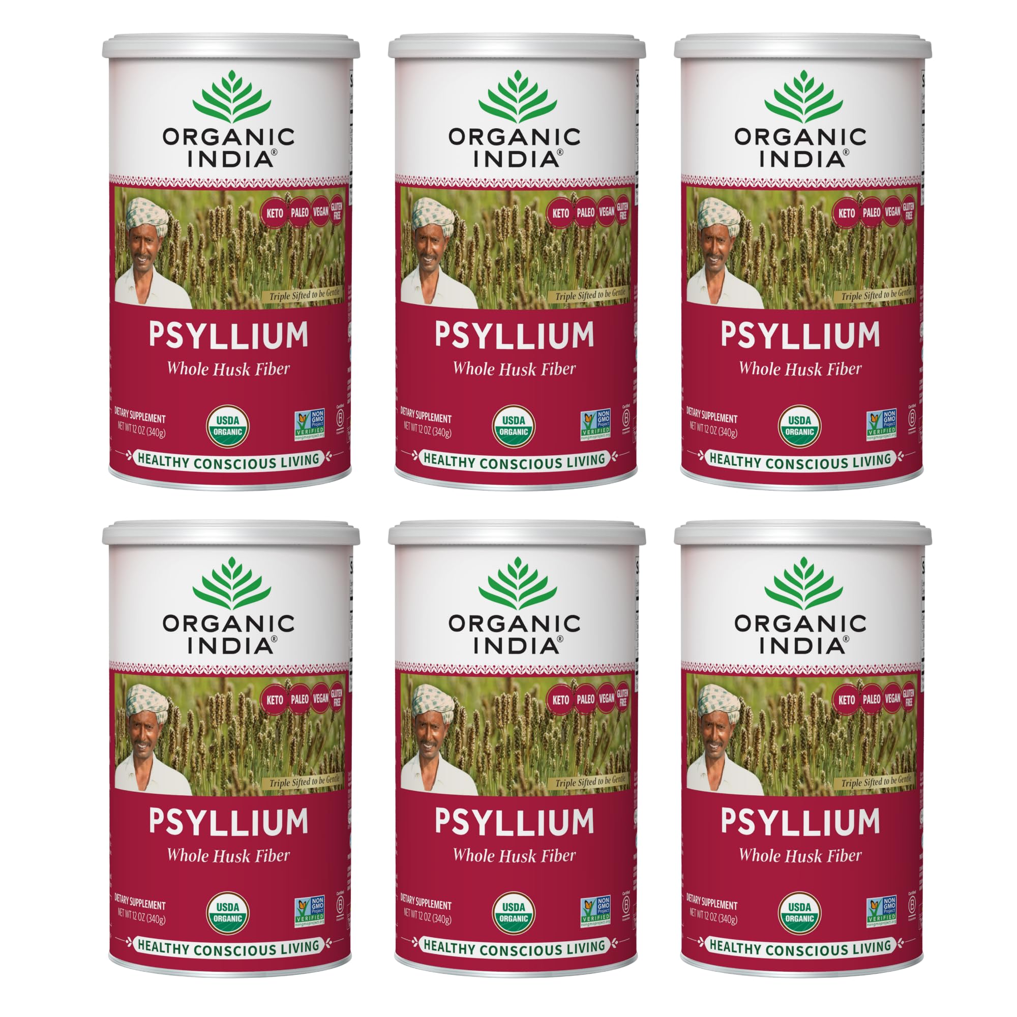Boîte ORGANIC INDIA poudre psyllium base-plantes, fibres solubles et insolubles.