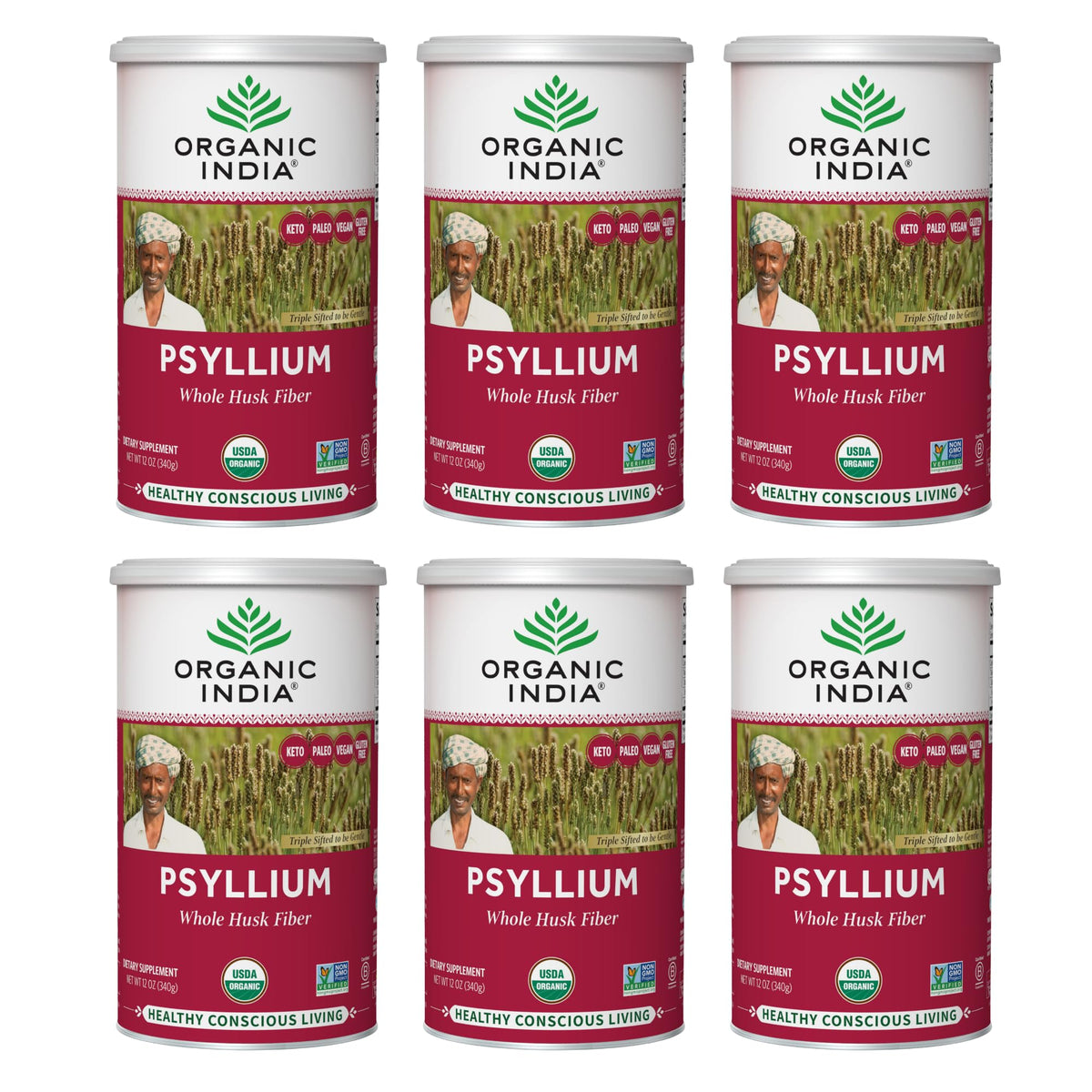 Boîte ORGANIC INDIA poudre psyllium base-plantes, fibres solubles et insolubles.