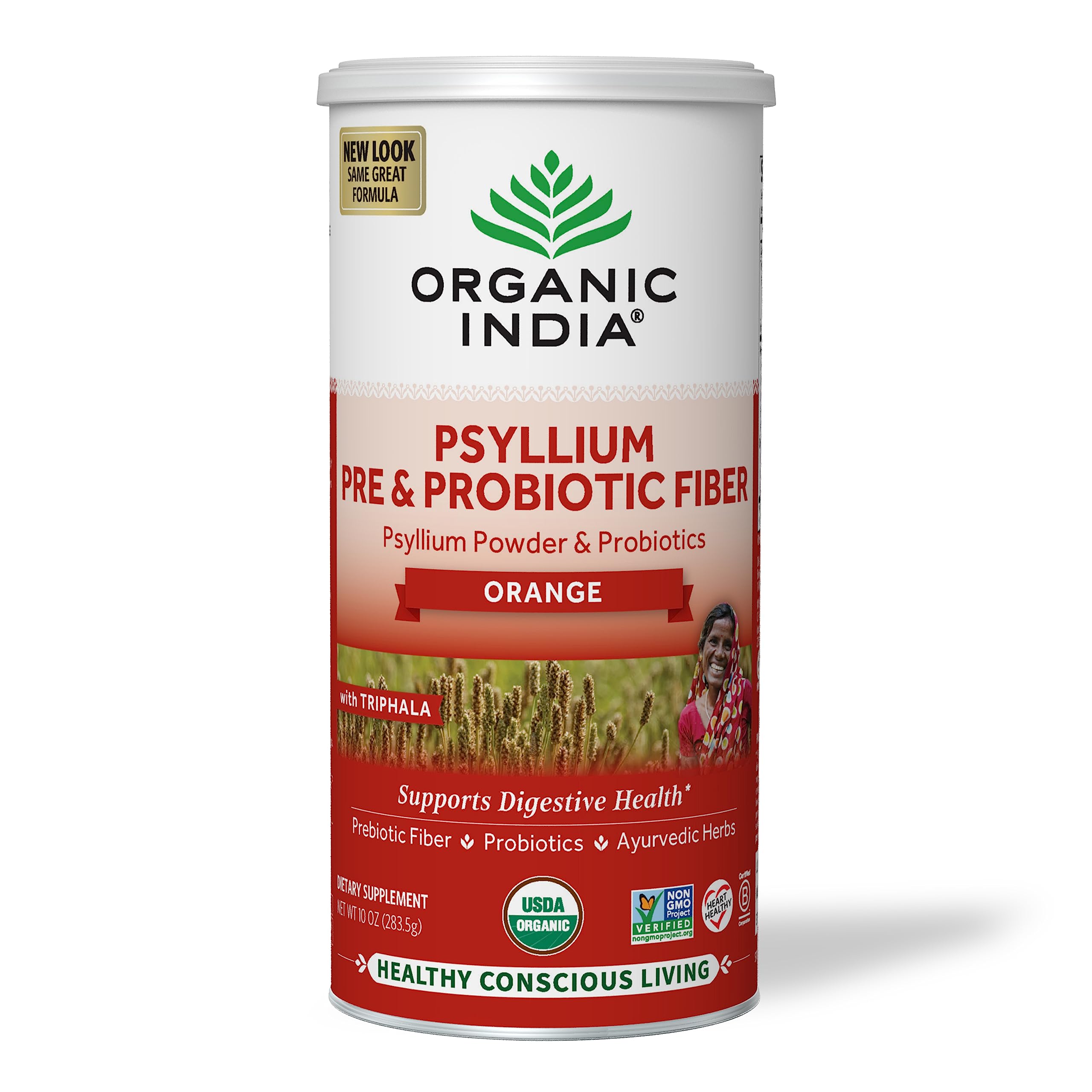 ORGANIC INDIA Psyllium Orange Bio - flacon pratique pour fibre quotidienne