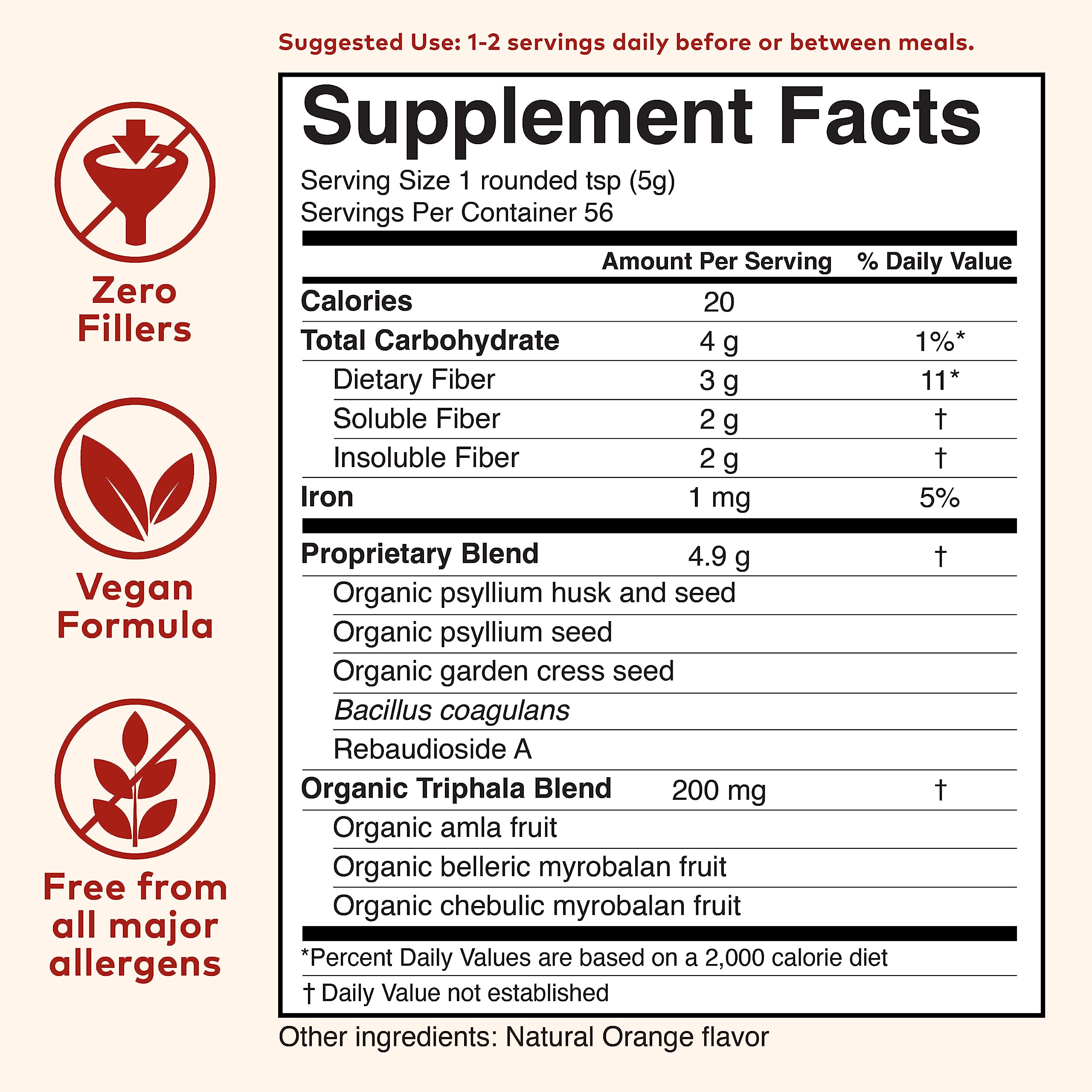 ORGANIC INDIA Psyllium Orange Bio - Triphala pour équilibre intestinal