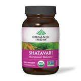 Certifications Organic India Shatavari, mentions bio, vegan et sans gluten.