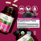 Gélules Shatavari ORGANIC INDIA en format compact pour l'harmonie hormonale potentielle.