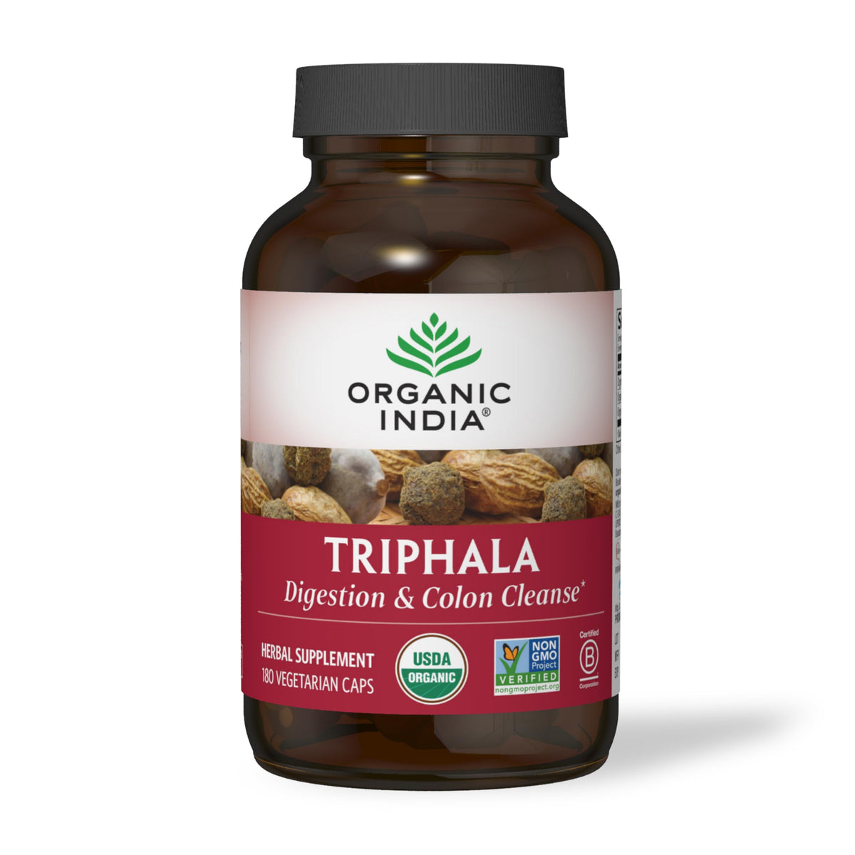 Organic India Triphala: bouteille de capsules pour un soutien digestif potentiel