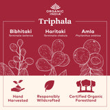 Organic India Triphala: gros plan sur les capsules pour routine bien-être digestive