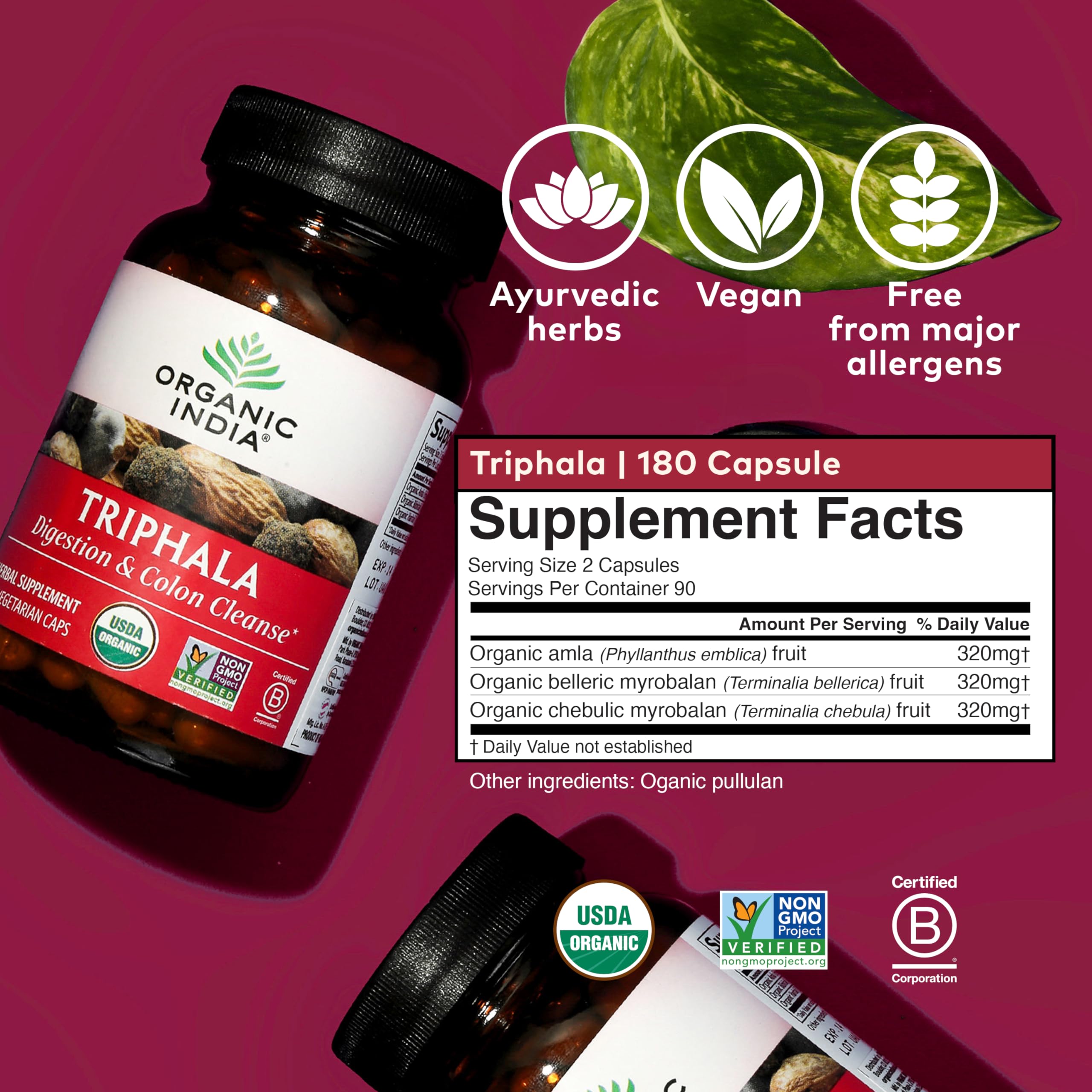 Organic India Triphala: préparation dans un verre d'eau pour prise simple