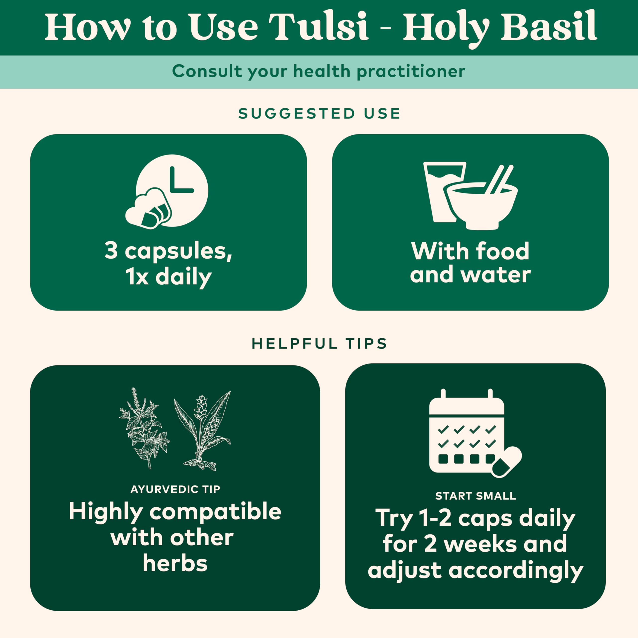 ORGANIC INDIA Tulsi – ingrédients bio, plantes soigneusement récoltées pour une approche durable.