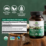 ORGANIC INDIA Tulsi – packaging vert, clair et informatif pour le consommateur.