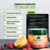 Organic Muscle mélange pré-entraînement citron-framboise libérant focus durable sans crash
