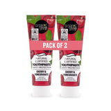 Organic Shop dentifrice cerise, pack de deux prêt à l'emploi pour l'hygiène buccale quotidienne.