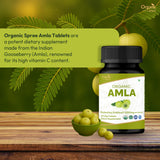 ORGANIC SPREE Amla, bouteille ouverte montrant les tablettes et leur couleur naturelle.