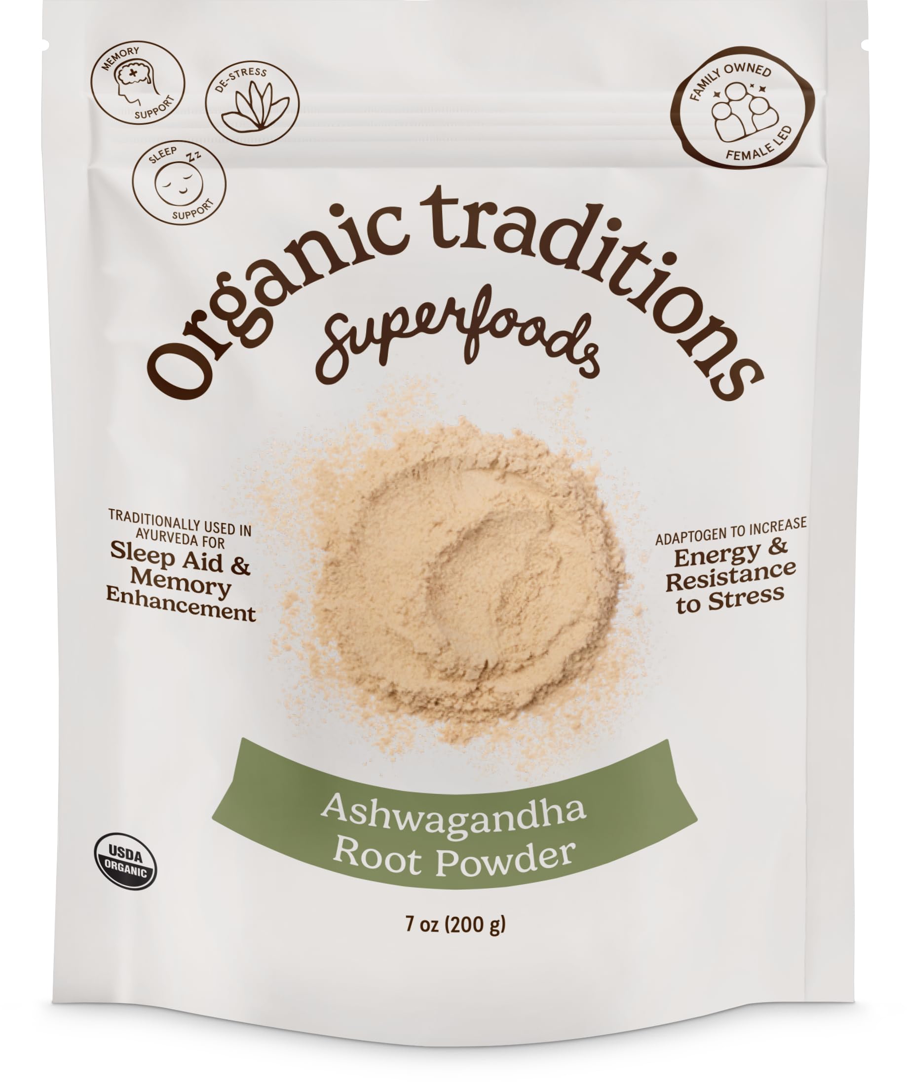 Organic Traditions Ashwagandha, poudre de racine, soutien adaptogène potentiel pour le quotidien.