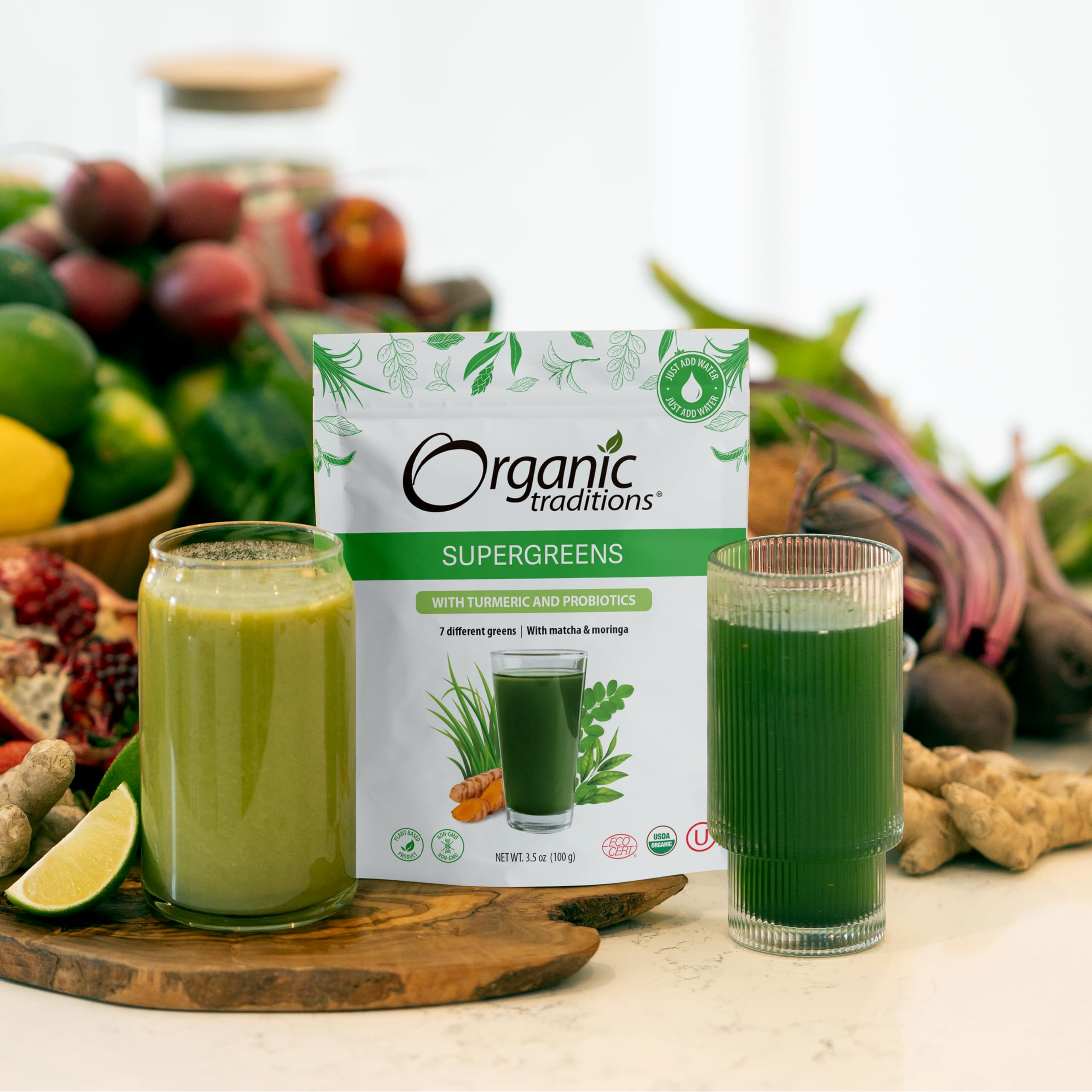 Organic Traditions Emballage Sachet Poudre – emballage refermable qui garantit fraîcheur.