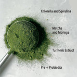 Organic Traditions Ingrédients Spiruline Moringa Matcha – mélange nutritif pour énergie naturelle.