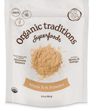 Poudre Maca X-6 Organic Traditions noire et rouge, énergie naturelle potentielle.