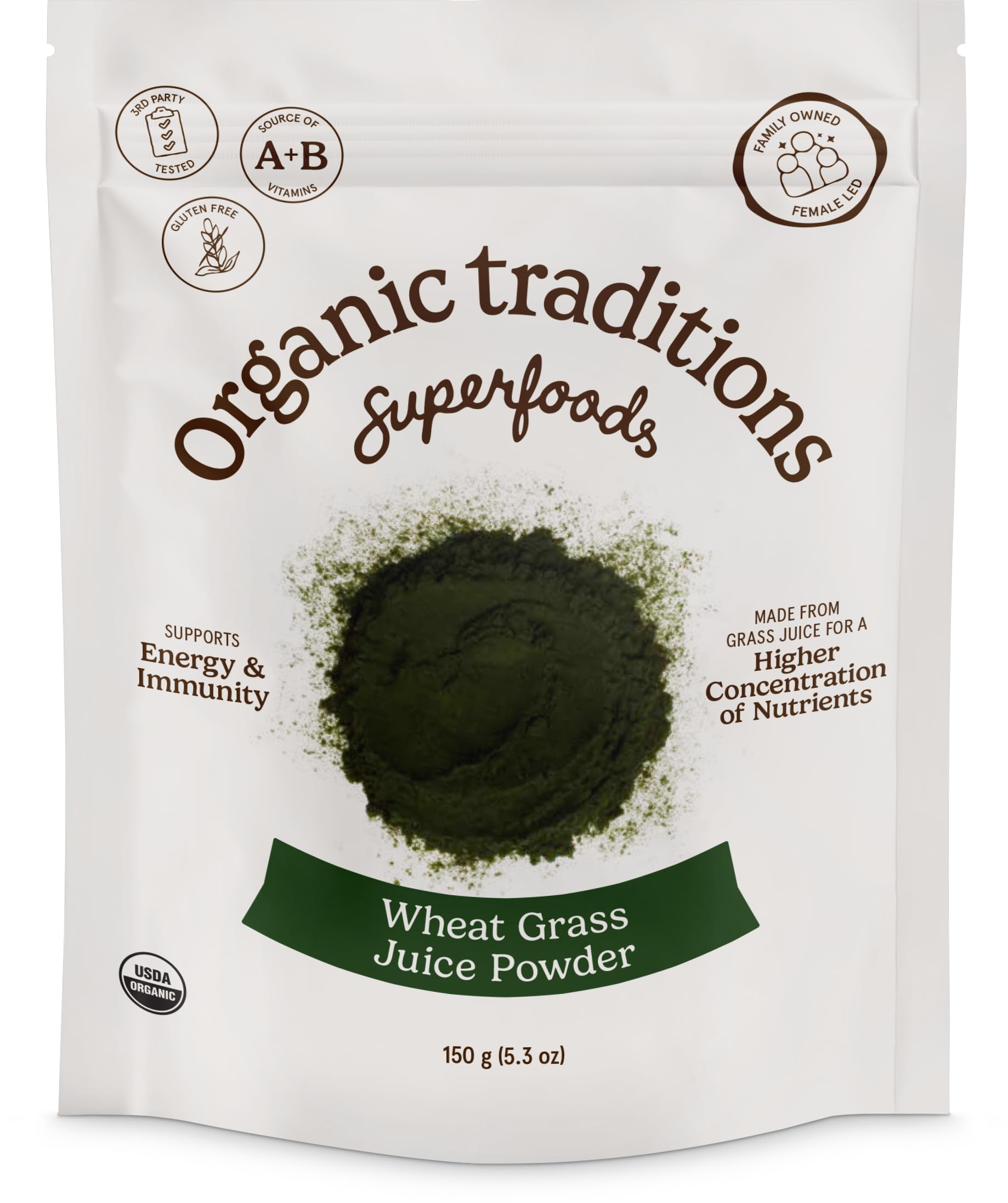 Organic Traditions poudre de poudre de blé d'herbe en bouteille, nutriments riches.