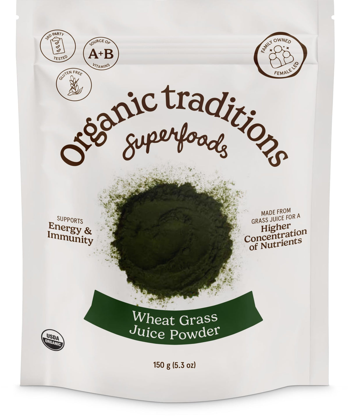 Organic Traditions poudre de poudre de blé d'herbe en bouteille, nutriments riches.