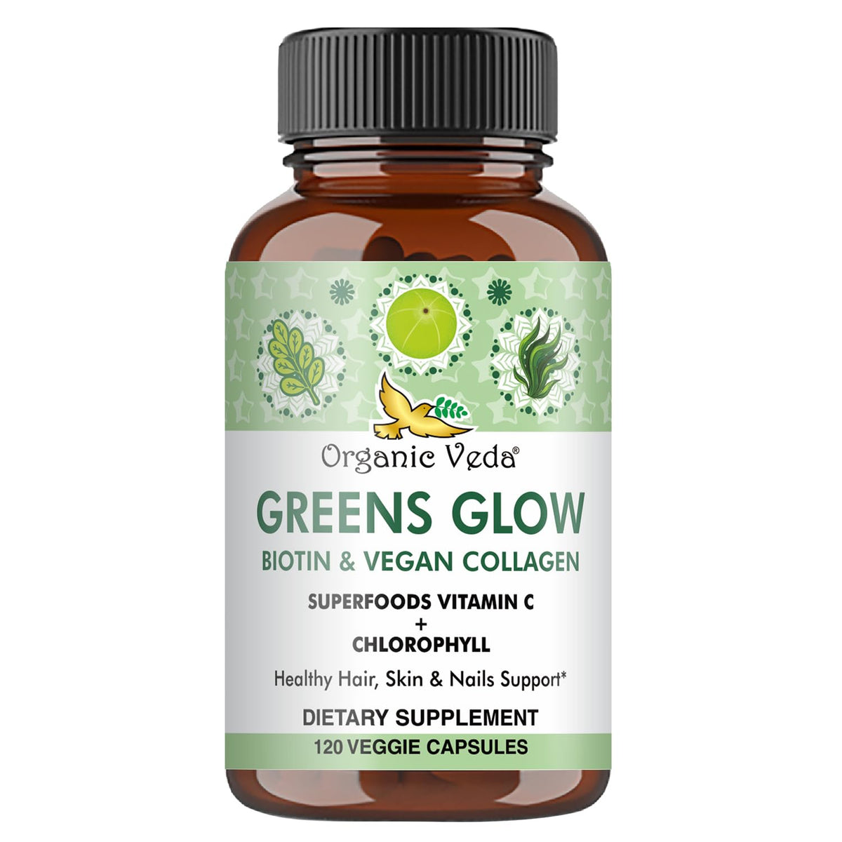 Organic Veda Greens Glow – capsules pour cheveux et ongles forts