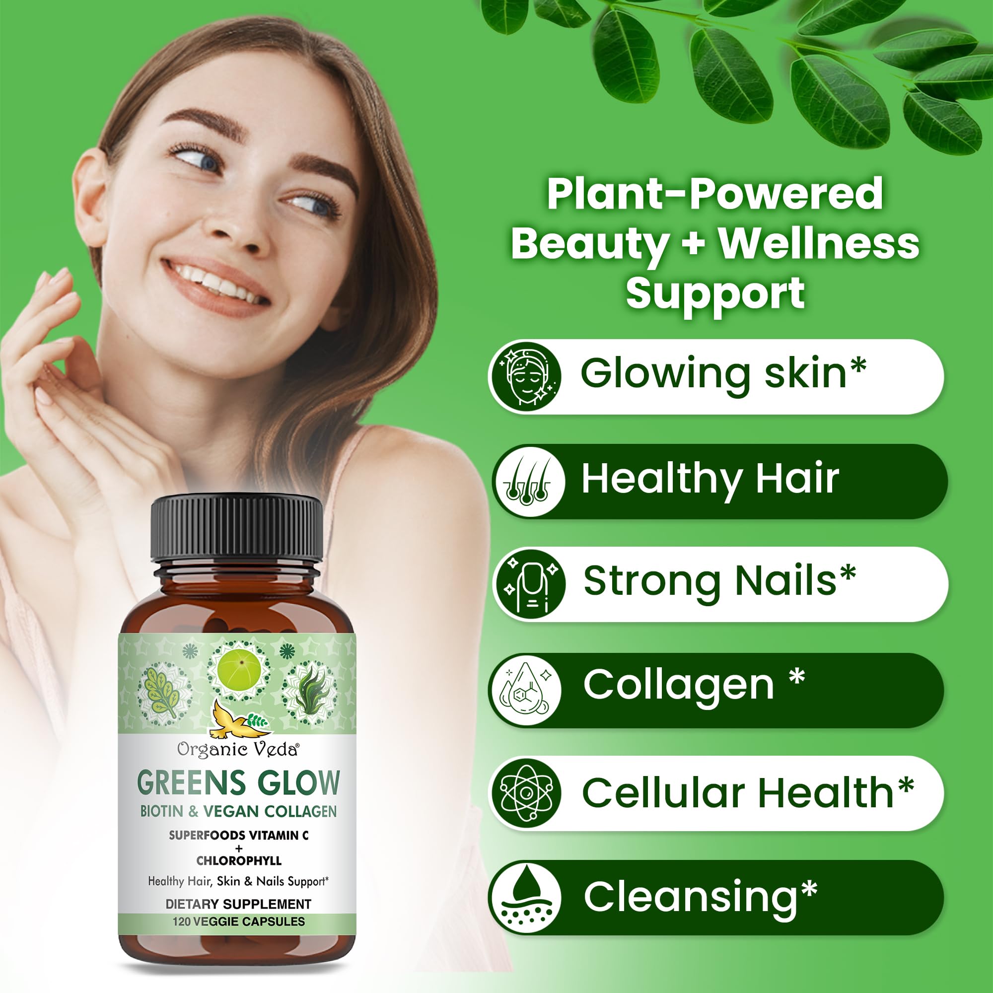 Organic Veda Greens Glow – moringa et extraits d’herbes