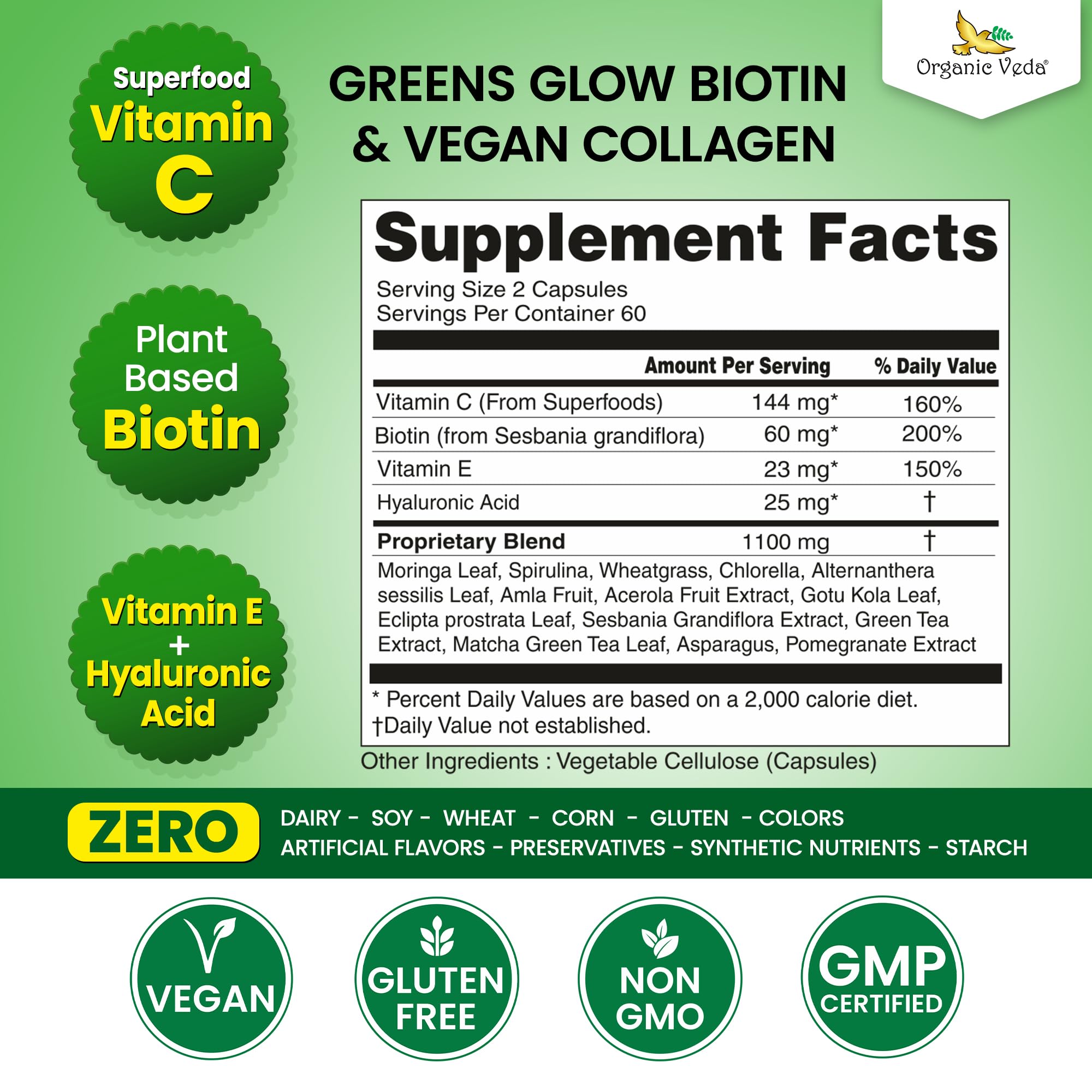Organic Veda Greens Glow – vitamine C pour peau radieuse
