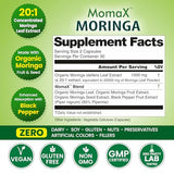 Organic Veda Momax gélules sur fond blanc, routine facile pour le bien-être.
