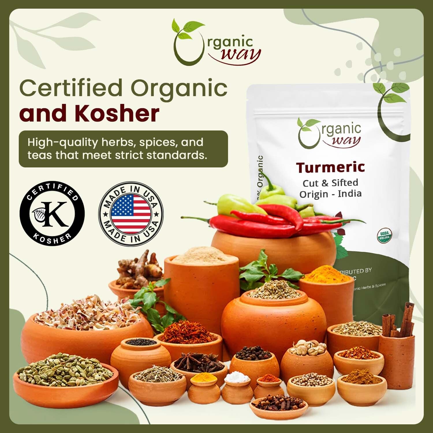 Organic Way curcuma pour cuisine, morceaux faciles à doser